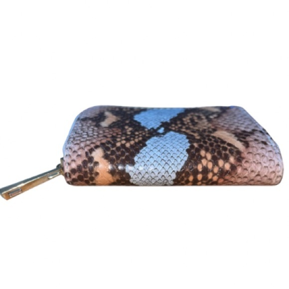 a. new day faux snakeskin print embossed zip around wallet, gold-tone hardware - Picture 6 of 8